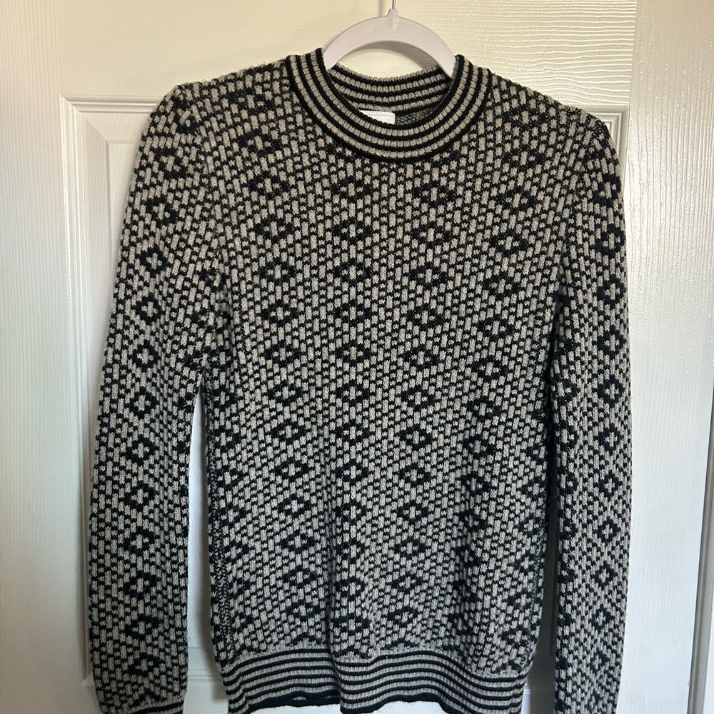 Elegant Black and White Merino Wool Women's Sweater